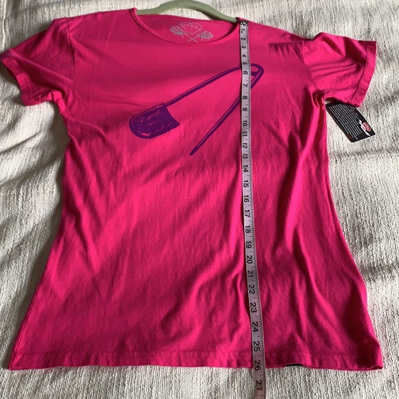 EVOL safety pin 100% pink cotton T-shirt. New! - Picture 9 of 9